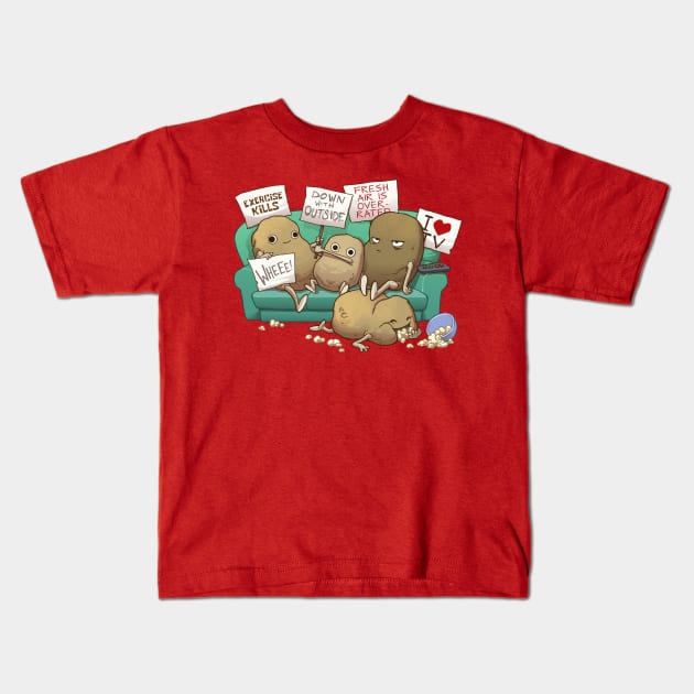 Couch Potato Club Kids T-Shirt by Dooomcat